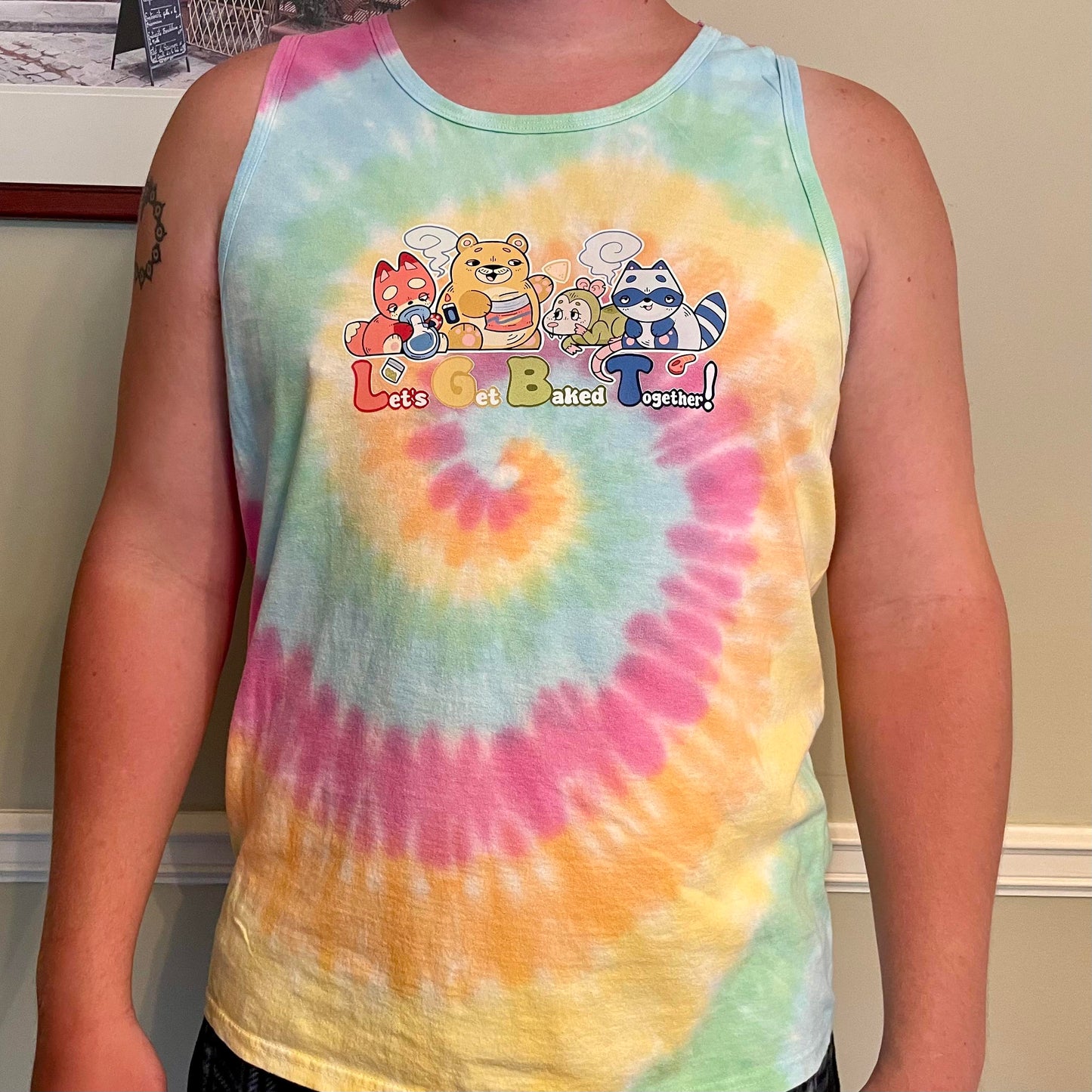 Let's Get Baked Together Tank Top | WEIRD STUFF | Pastel Tie-Dyed | LGBT | 420